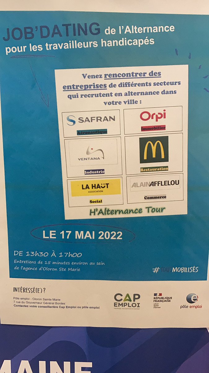 CapBearn's tweet photo. [ H’alternance Tour ] 
Action commune @poleemploi_NA Oloron &amp; @CapBearn dans le cadre de #alternance pour les personnes en situation de #handicap #tousmobilises https://t.co/UKkY2JElr0