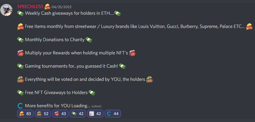 Our discord is private 99% of the time...
We recently had a vote on the next steps of the project and the members decided...
In the meantime we have had NFT giveaways, Free ETH, Free $APE before even a sneak peak..
Want in?
Follow, Like, RT, tag 3 Friends and We will choose some.