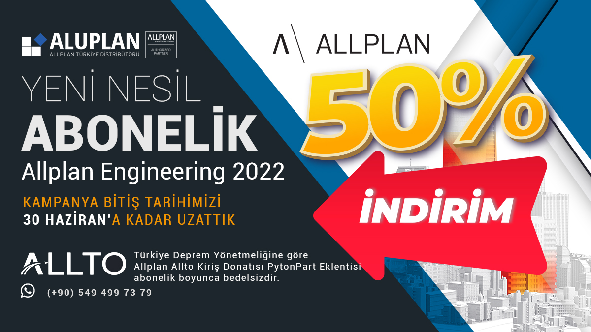 Allplan Architecture ve Engineering 2022 Yeni Nesil Abonelik Kampanya bitiş tarihimizi 30 Haziran'a kadar uzattık. 
Kampanya Koşulları'ndan haberdar olmak ve indirimden faydalanmak için: bit.ly/3tNBYxn

#allplan #allplan2022 #architecture #engineering #civilengineering