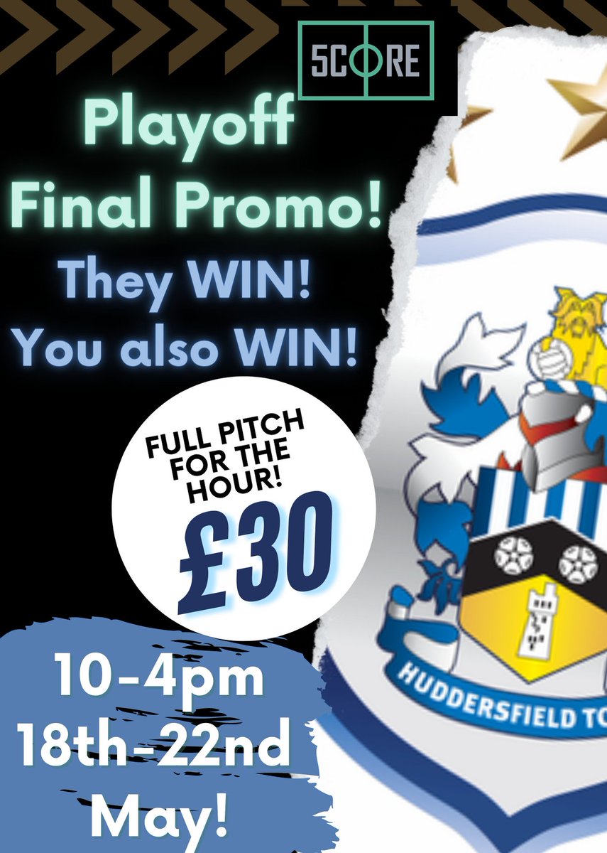 5coreHud's tweet photo. Celebrating #HTAFC getting to the #EFL play off finals we are rolling our epic offer over! Its time to celebrate after their emphatic victory with #Team5core https://t.co/c4dLsvXX4J