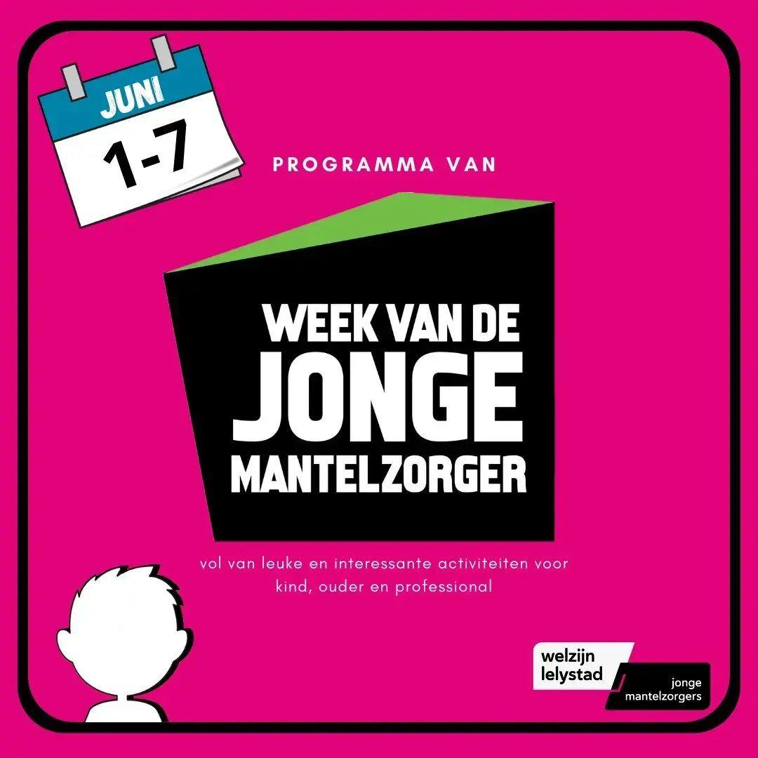 JmzLelystad's tweet photo. 1-7juni is de #weekvandeJongeMantelzorger 
Extra aandacht voor de kinderen die zorgen maken over, zorgen voor of zorg te kort komen doordat er thuis iemand chronische zorg nodig heeft of verslaafd is.
Voor kind, ouder EN Professionals veel interesants. Meld je nu aan. https://t.co/dZH3TjnDMg
