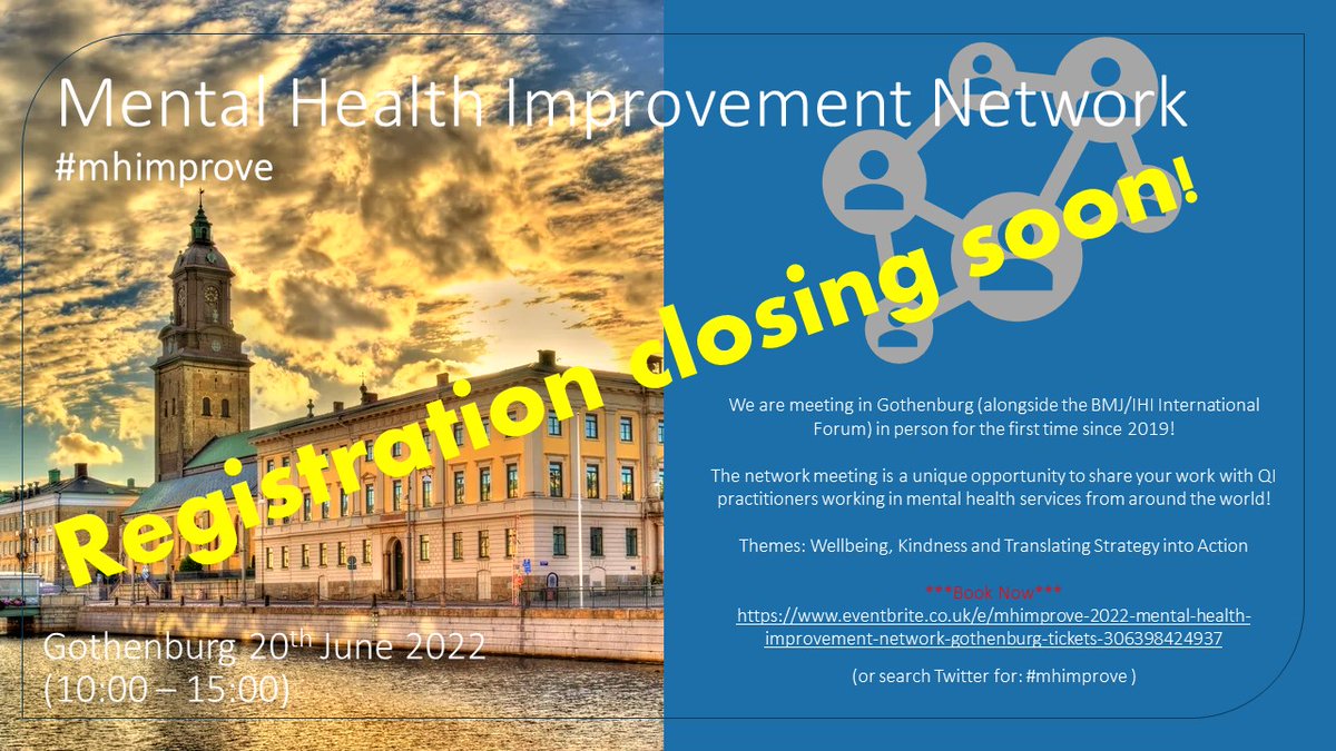 For the first time since 2019 we are able to meet together in person and there is still time to register to share your work with fellow MH Improvers from across the world!! #mhimprove #youknowyouwantto