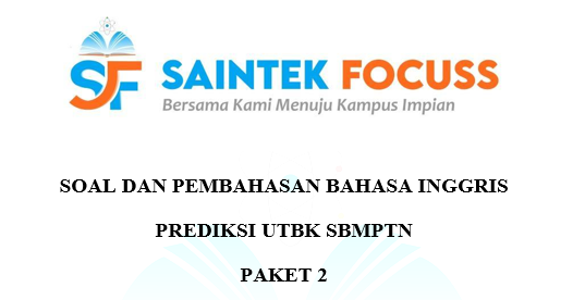 SaintekFocuss's tweet photo. [SOAL DAN PEMBAHASAN ]

Prediksi UTBK-SBMPTN 2022 

(A THREAD)

Substest      : Bahasa Inggris
Paket            : 2
Jumlah soal : 15 Butir

-Jangan lupa berbagi dengan Retweet ya😇- https://t.co/w1NnWCzH87