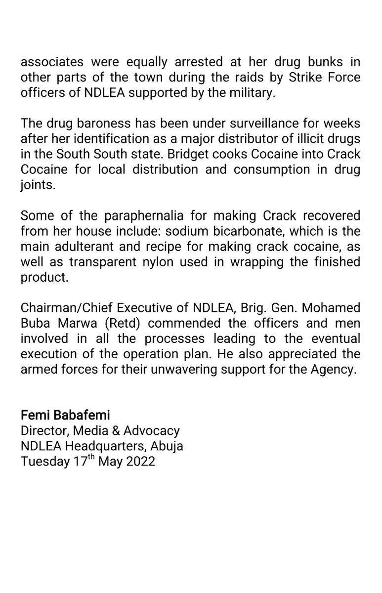 ndlea_nigeria's tweet photo. NDLEA arrests wanted drug baroness, seals her mansion, drug bunks in Delta https://t.co/qBx5trWhTt