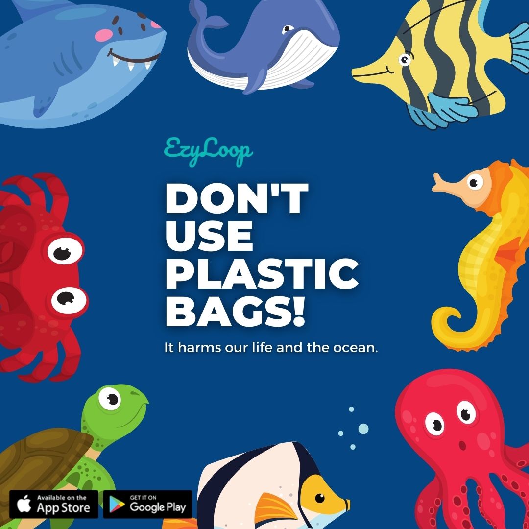 EzyLoop's tweet photo. The plastic bags you use end up in the oceans. It harms oceans and marine life. You need to switch to Reusable Bags as EzyLoop provides in their vending machines.
Visit https://t.co/9xMk4hv2ci and subscribe to a plastic-free lifestyle.

#oceanpollution #oceanlife #marinelife https://t.co/0Fun1Wxouy