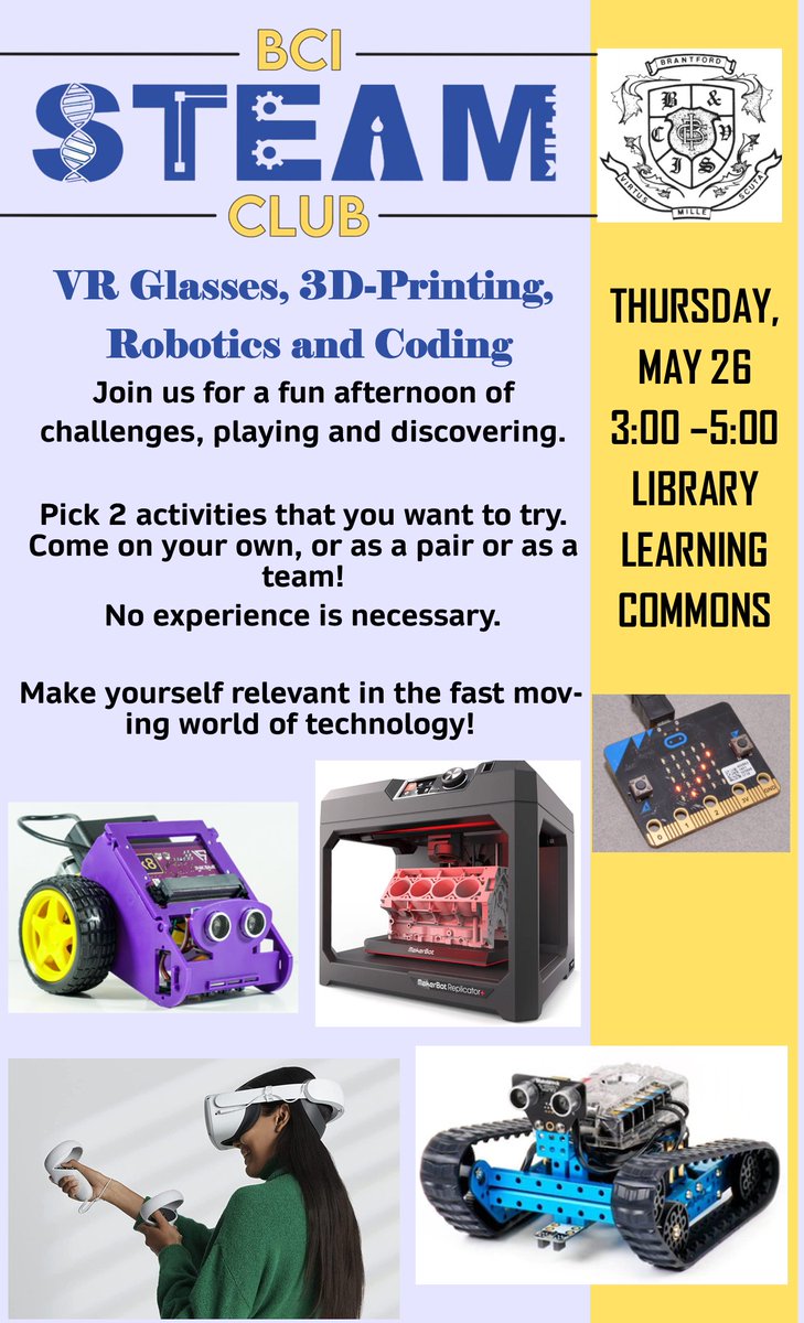 Another great opportunity coming up at BCI for STEAMers! See your science teacher for more info.