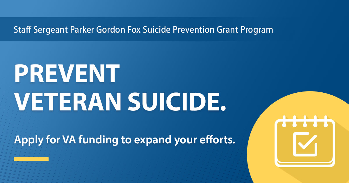 Do you run a community-based organization? Apply for Veteran suicide prevention grant funding. Applications are due June 10, and it could take several days to complete the application process.

Get started: bit.ly/3FWug8K