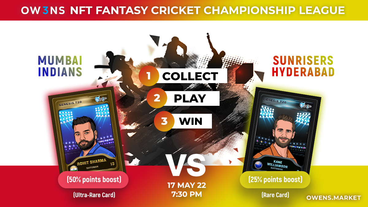 OWENS NFT (@owens_nft) on Twitter photo Which of the batsmen are you rooting for today? Comment below! #MIvsSRH
Suryakumar Yadav (MI)
Rohit Sharma (MI)
Kane Williamson (SRH)
Aidan Markram (SRH)
Anyone Else? Mention in the Comment below 
Pick Your MVP
owens.market/mvp
Choose your MVP before the clock runs out Which of the batsmen are you rooting for today? Comment below! #MIvsSRH
Suryakumar Yadav (MI)
Rohit Sharma (MI)
Kane Williamson (SRH)
Aidan Markram (SRH)
Anyone Else? Mention in the Comment below 
Pick Your MVP
owens.market/mvp
Choose your MVP before the clock runs out