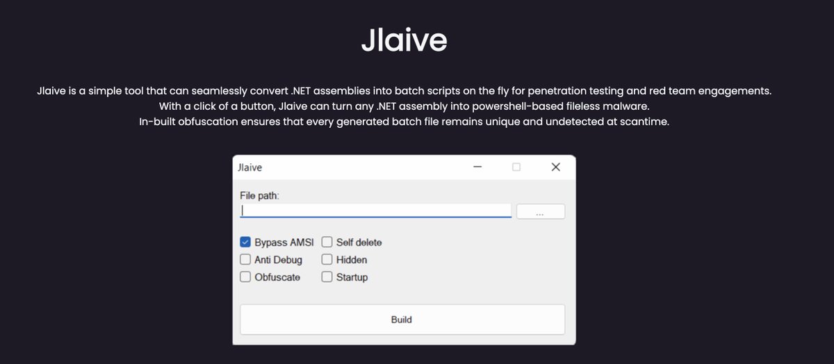 ankit_anubhav's tweet photo. #Jlaive is antivirus evasion tool that can convert .NET assemblies into undetectable batch files.
A new tool in the scene which arrived 5 days ago.
Says it will make the malware FUD. Well it does deliver (0 VT).
It is for "research" but already seeing in the wild usage.
(1/2) https://t.co/fCITYe3RGo