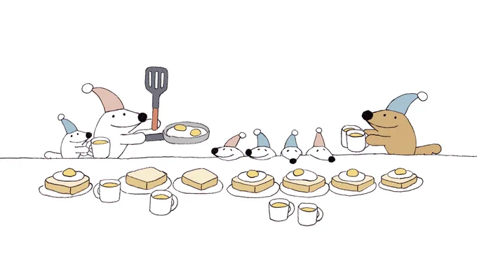 朝起きたら目の前においしい朝ごはんがある、そんな日🍳☕️(リメイク) 