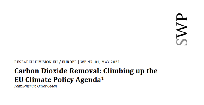 FelixSchenuit's tweet photo. Out now: "Carbon Dioxide Removal: Climbing up the EU Climate Policy Agenda" together with @Oliver_Geden. In this new SWP Working Paper, we trace the rapid career for CDR in EU climate policymaking. Three key insights ⬇️ https://t.co/8Y7l4X21zh https://t.co/yQXEMoAE2s