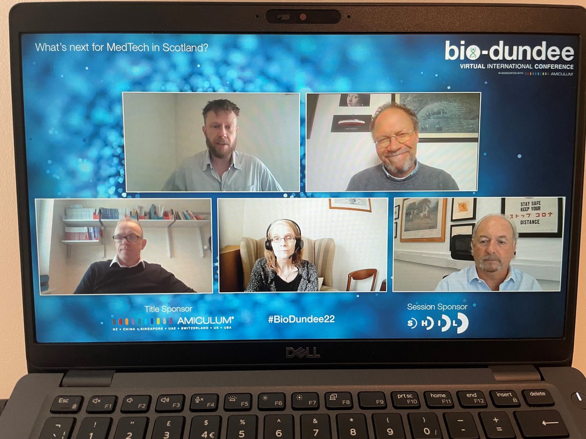 BioDundee's tweet photo. Dr. Robert Rea chair of our 4th #BioDundee22 session, What's next for MedTech in Scotland?, sponsored by @ScotHealthInno welcoming panel speakers, Peter Ellingworth, Prof. Colin Fleming, Prof. Emanuele Trucco & Dr. Ann Wales.
Join us for this session now https://t.co/eAcLs5wtHp https://t.co/ktjGclXsR3