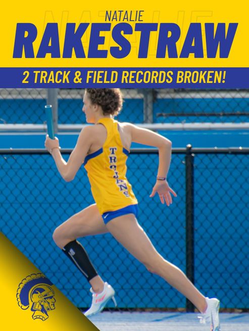 🔥 RECORDS BROKEN! 🔥

Senior Natalie Rakestraw set 2 NEW records during last week's TRAC Track &amp; Field Championships.

Rakestraw broke the records for both the 100M Dash &amp; 200M Dash, which were previously set in 1997.

🏃🏻‍♀️ #TrojanTrue #theTrojanWay

📸: Dave Morrow Photography