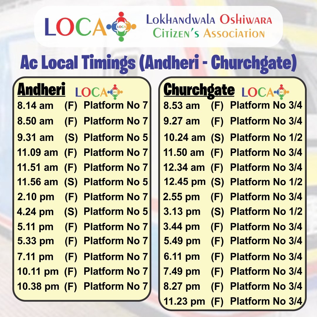 AndheriLOCA's tweet photo. AC LOCAL TRAIN

TIME TABLE

Up &amp; Down Schedule

@WesternRly added New services from yesterday

Platform No Incl

@mumbairailusers
@Kun_Srivastav
@anilkumarjain31
@yatrisangh
@atulkamble123
@kkorde01
@Danto
@somitsenTOI
@Indianrlyinfo
@Shashankrao06
@mumbaicommunity
@LocalPressCo https://t.co/CJJIw0FNnr