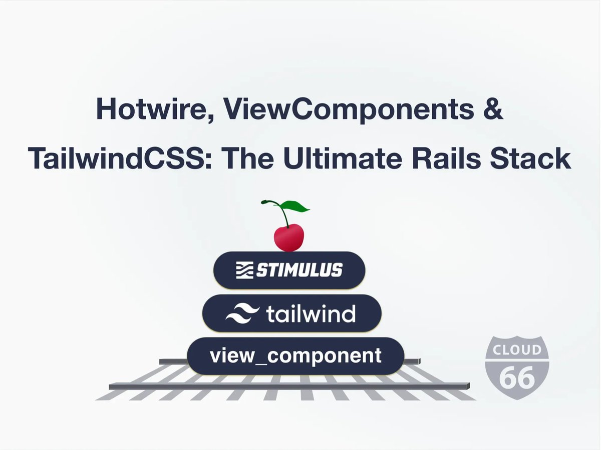 cloud66's tweet photo. 🍒 Hotwire, ViewComponents &amp; TailwindCSS: The Ultimate Rails Stack

https://t.co/lOwVUOA6QI #Hotwire #Stimulus #ViewComponents #TailwindCSS #Rails #RubyonRails #RailsStack https://t.co/iV6pzp13l3