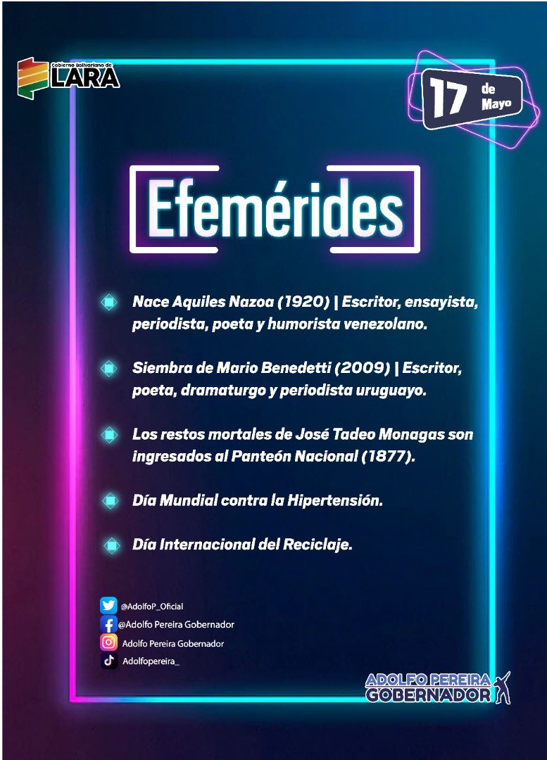 #17May Efemérides del día martes.