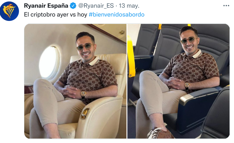 kopernixdotcom's tweet photo. @Ryanair_ES Quien se encarga de comunicación en @Ryanair_ES se nota que sabe poco.🛑El humor está bien, reírse de la desgracia económica de tanta gente, es de mal gusto. (No soy #criptobro y no he perdido nada con #lunacoin ) Espero que el personal de vuelo sea más experimentado y empático. https://t.co/1XW6mcxnZ4