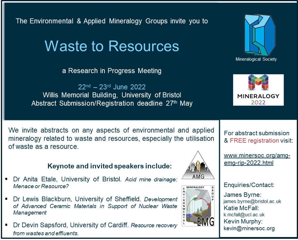 Looking forward to our next EMG-AMG Research in progress meeting <a href="/amg_min/">Applied Mineral. Grp</a> <a href="/MinSoc_UK/">MineralogicalSociety</a> in Bristol 22nd - 23rd June. See the link for FREE registration and details minersoc.org/amg-emg-rip-20… #Mineralogy2022 

<a href="/BristolUni/">University of Bristol</a> <a href="/UoBEarthScience/">University of Bristol Earth Sciences</a>