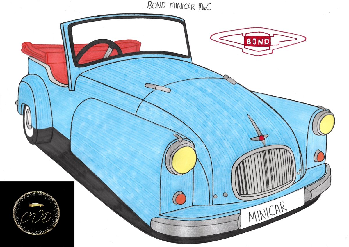 CustomCvd's tweet photo. Hi all, the first of todays drawing in my new series Mainstream Convertibles 1945-2003 is the Mk C that as supposed to be drawn last saturday #bondcars #bondminicar #bondminicarmkc #bondcarsuk #3wheeler https://t.co/oSGGyc6Y4x