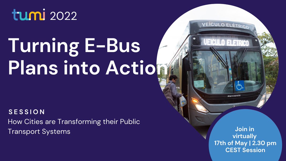 TUMInitiative's tweet photo. 🚌Next up at #TUMI2022 is Turning E-Bus Plans into Action. We will look at best practice examples from around the world to discuss the first steps necessary when implementing e-buses. 
➡ https://t.co/3Ckr9fJkJq https://t.co/H0HnzmmE5S