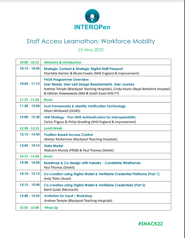Here is the Agenda for the <a href="/INTEROPenAPI/">INTEROPen</a> Learnathon, 25th May 2022..... some top speakers.... you won't want to miss this. ...... #IYKNY #SHACK22 #SeeYouInTheFuture ... #AwardWinning ..... #PGTopTip ... see comments for details.
