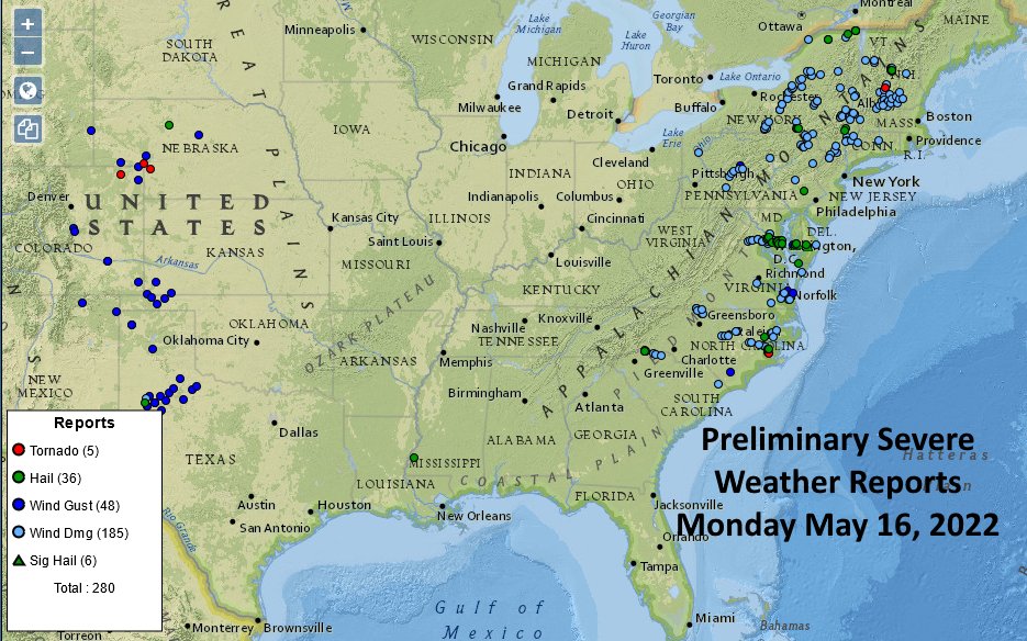 NWS Eastern Region on Twitter "Preliminary severe weather reports from