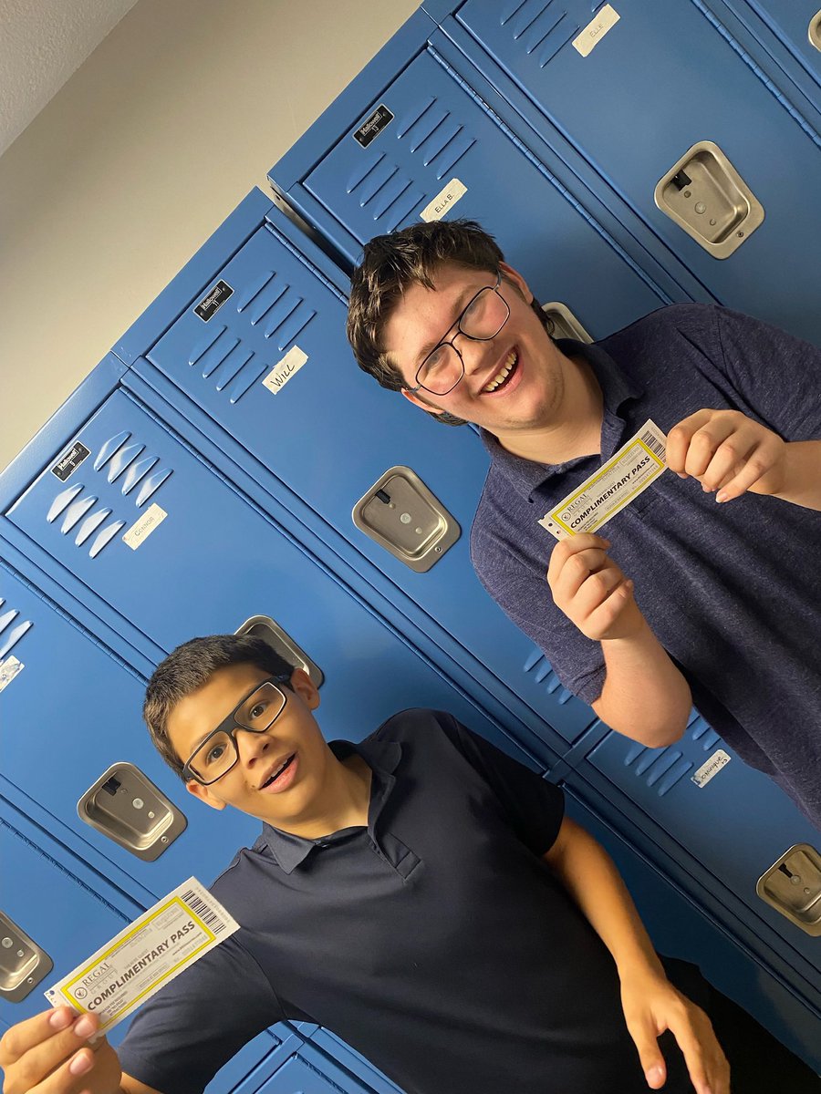 PhilipsAcadNC's tweet photo. These guys are pretty happy about scoring @RegalMovies tickets at the school store. They used their simulated earnings and bank accounts to make the purchase. #financialliteracy #reallearningforreallife https://t.co/AI5LDD2PfK