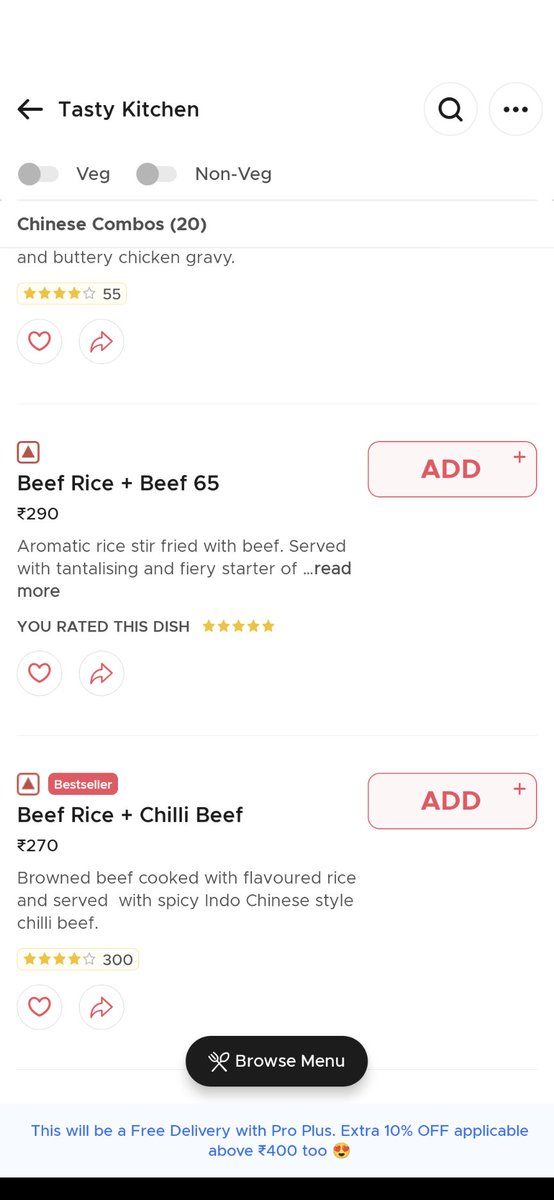 devinesulthan's tweet photo. @zomato @ZomatoProHelp @zomatocare 
If I type chicken it shows a list of dishes but the same is not shown for beef eventhough many hotels serving beef are in Zomato please fix this bug 

Is it an intensional bug???

@U2Brutus_off 
@Iyankarthikeyan https://t.co/ImLQrh48xt