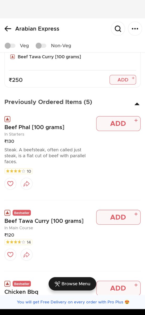 devinesulthan's tweet photo. @zomato @ZomatoProHelp @zomatocare 
If I type chicken it shows a list of dishes but the same is not shown for beef eventhough many hotels serving beef are in Zomato please fix this bug 

Is it an intensional bug???

@U2Brutus_off 
@Iyankarthikeyan https://t.co/ImLQrh48xt