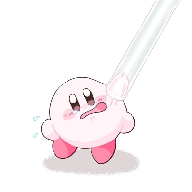 kirby white background no humans simple background open mouth blush tears solo  illustration images