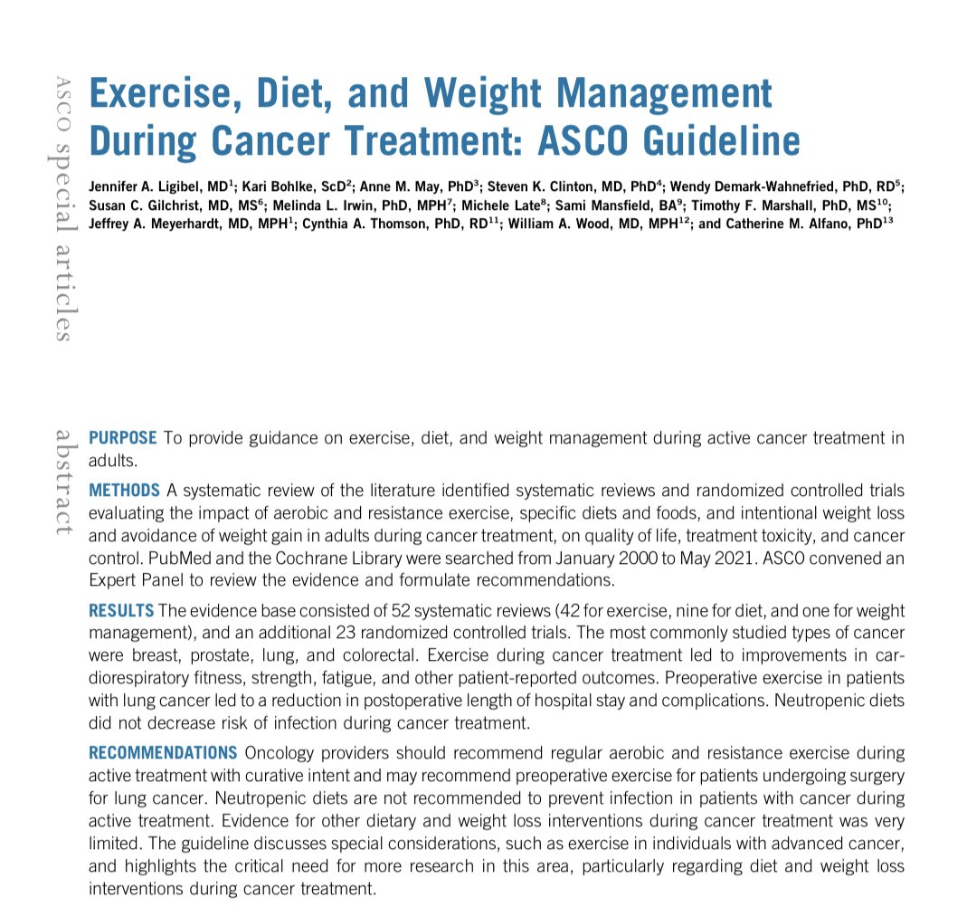 Congratulations to Jennifer Ligibel for leading the <a href="/ASCO/">ASCO</a> Guidelines on Excercise, Diet and Weight Management during cancer treatment!
Link: ascopubs.org/doi/abs/10.120…