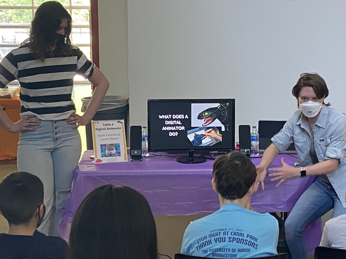 akronstemschool's tweet photo. A big thank you to Kaylie and Lauren from @redpointdigital for coming to our Career Expo and talking about what it means to be a Digital Animator!  @CCAofAkron https://t.co/0CElhhxa9w