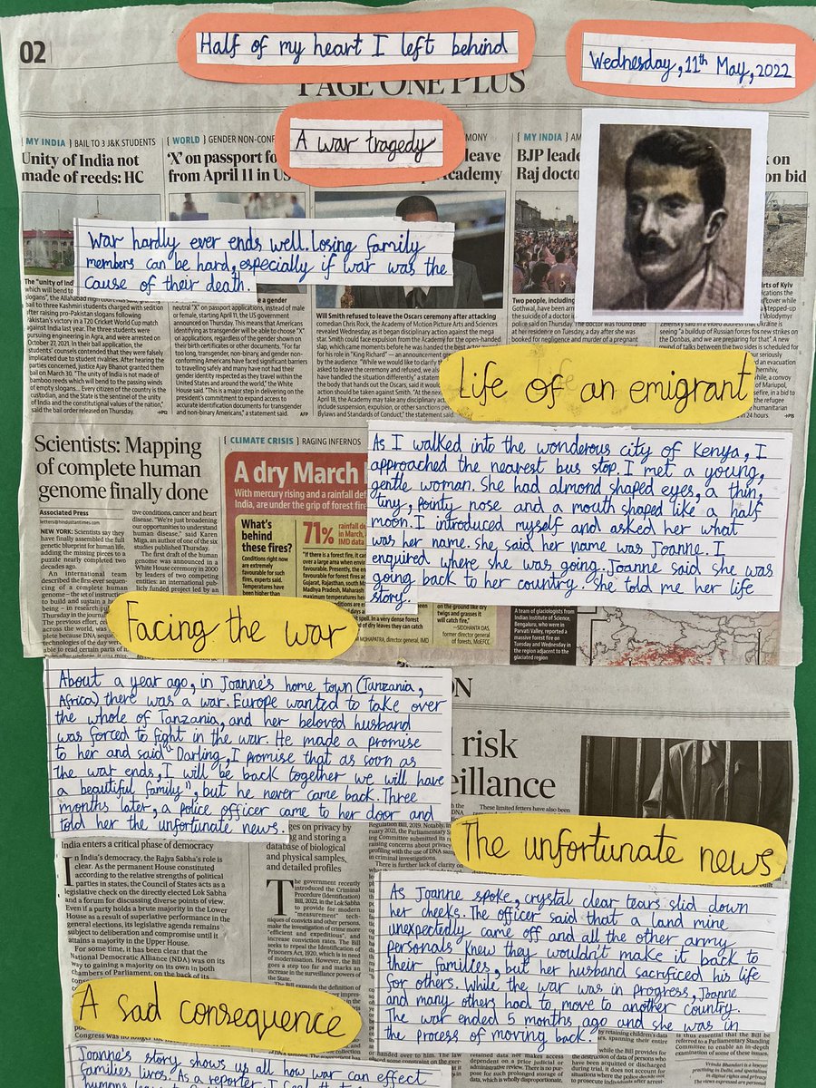 Freshly brewed news from the reporters of #Year5 on the lives of immigrants. Our writers have brought the stories of the characters from #TheArrival by #ShaunTan come alive #ks2 <a href="/HodderBooks/">Hodder & Stoughton (no longer active)</a> <a href="/TBS_Delhi/">TBS Delhi</a> <a href="/lunavemjuanita/">Jeneeta Chacko</a> @beingJoyee <a href="/TriptiWilson/">Tripti Wilson</a> <a href="/schravani/">Schravani Kalsi</a> Anoushka Mehta