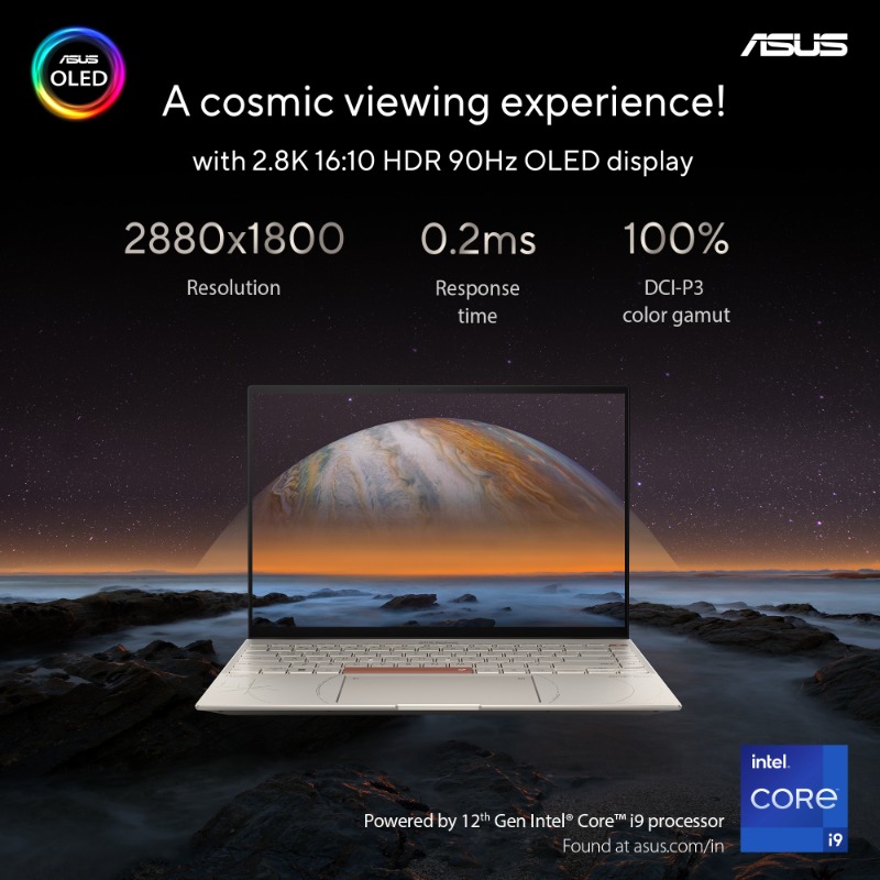 ASUSIndia's tweet photo. Start Your Voyage of Discovery with #ASUS #Zenbook 14X #OLED Space Edition. A prestigious special-edition design with 2.8k OLED display, powered by latest 12th Gen Intel processor, futuristic #ZenVision Display & much more.
#ASUSIndia #SpaceEdition #Intel #12thGen #ASUSOLED