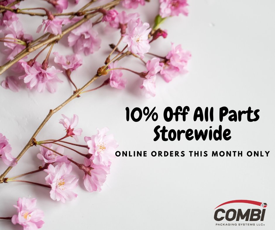 combipackaging's tweet photo. Spring is in the air!🌺
10% Off All Combi Parts, online only!
https://t.co/dB13wI68cB
#CombiPkg #Solutions #Ergopack #CaseErector #CaseSealer #iShop https://t.co/gXxbI75bE8