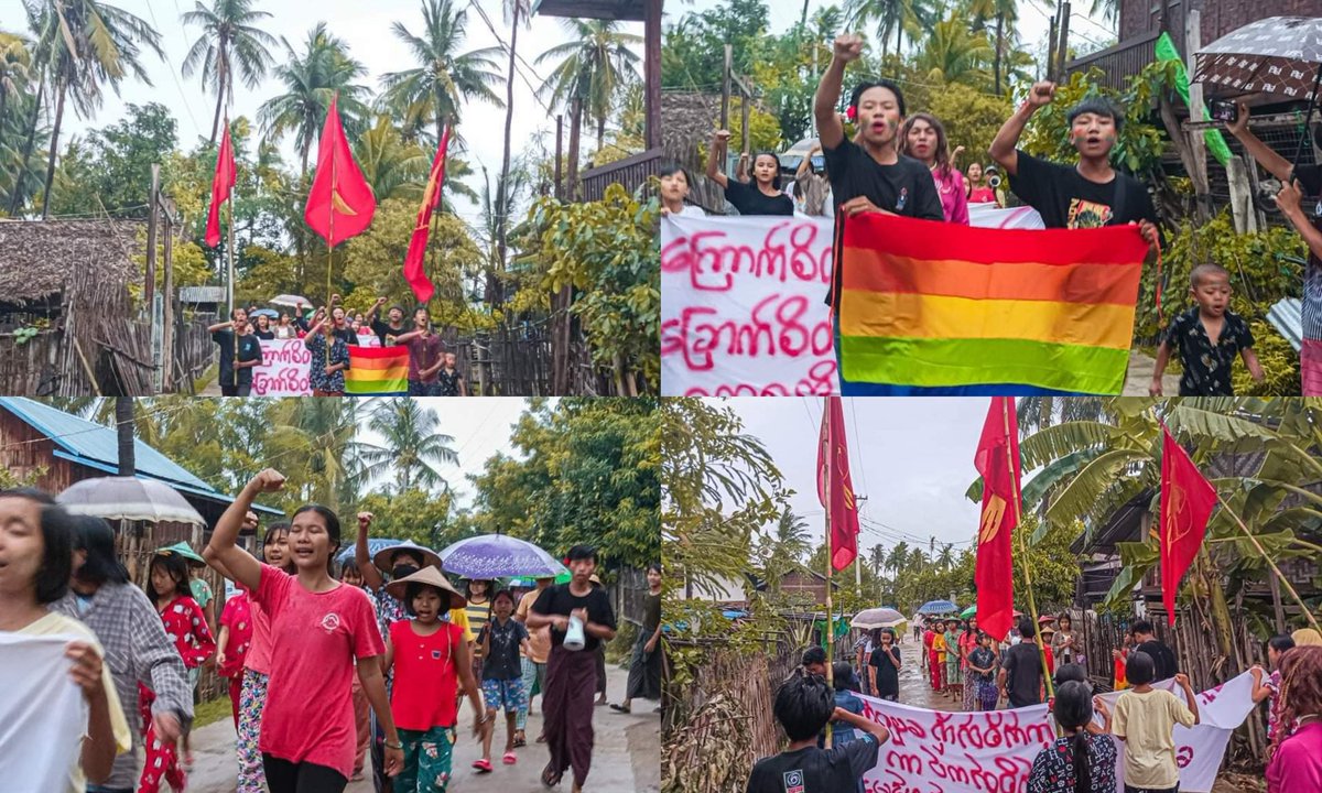 Anti-coup revolutionary strike in Sagaing's Yinmabin Twp, Beinwechaung Vlg.

#2022May17Coup #WarCrimesOfJunta #WhatsHappeningInMyanmar