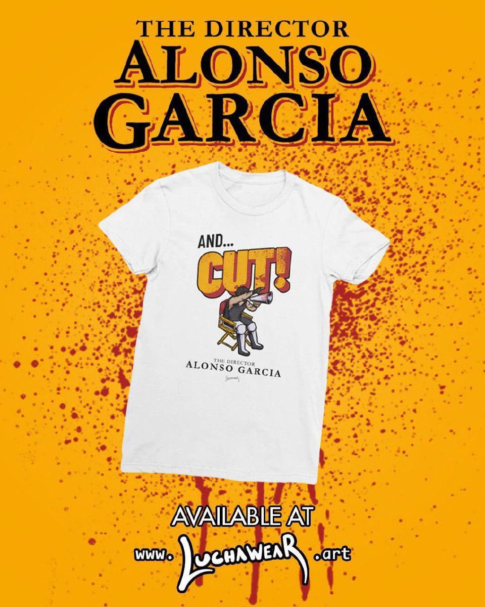 LuchaTarantino's tweet photo. What do we have here? Official @LuchawearArt “The Director ALONSO GARCIA” merchandise? Go get yours right now https://t.co/yQorfAIGl3 is Live! https://t.co/QzRgIYPUIz