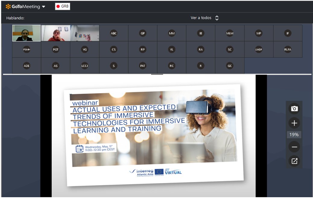 ceeiasturias's tweet photo. #CEEIAsturias presented #ATVirtual in the #webinar about #uses and #trends of #immersive #tecnologies for immersive #learning and #training of the 3rd #call on #vision technologies. 
@ATVirtual_EU  @AtlanticArea https://t.co/yVgFmTibai