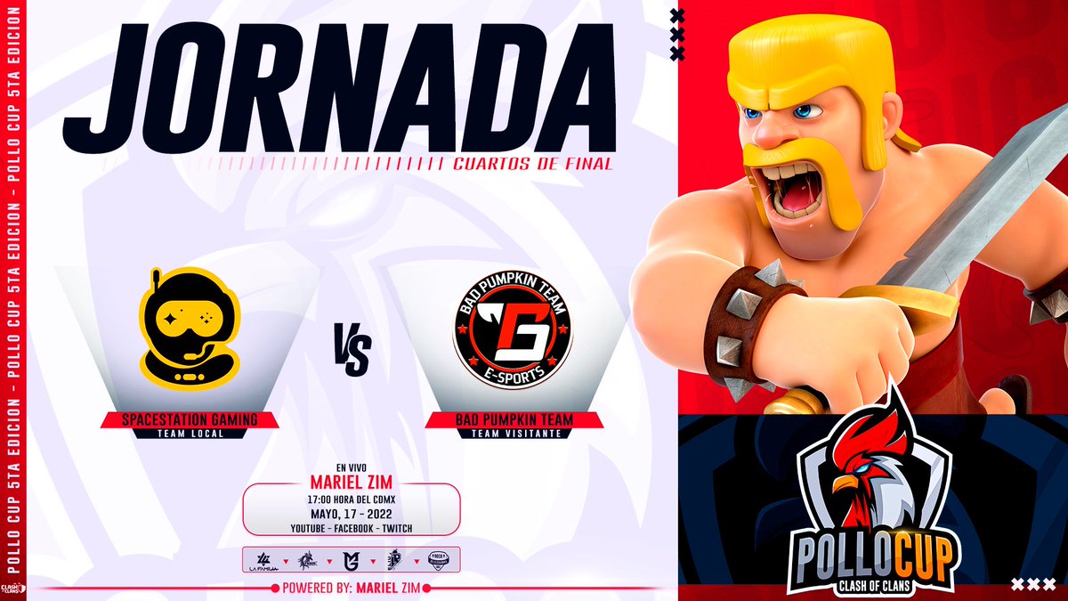 Cuartos de Final!!! Guerraza para disfrutar 🤩

@SpaceStationCOC 🆚 @BPT_Esports 
⏰5pm🇲🇽🇨🇴7pm🇧🇷🇦🇷00am🇪🇸

Camino a los 1000 Dólares!!👊

Por el canal de:
<a href="/MarielZ2010/">MᥲrιᥱᥣZιm ✨🌺✨</a> 

twitch.tv/marielzim

facebook.com/MarielZim