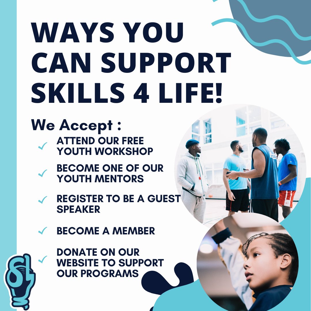 SLifeinc's tweet photo. There are so many different ways you can support Skills 4 Life and our programs! Here are some ways YOU can support us!
#program #life #skills #youth #community #support #supportskill #youthleadership #youth #leadership #youthdevelopment #youthempowerment #community #youthleader https://t.co/DIQzxuoTWu