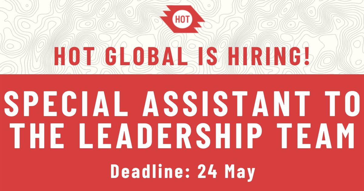 hotosm's tweet photo. HOT is looking for a Special Assistant to the Leadership Team. This position will be an exciting addition to HOT’s team which aims to increase overall efficiency and effectiveness. 
Based in US Eastern Time; deadline to apply is 24 May. #remotejobs https://t.co/WSoyz1Ik6i https://t.co/z5ysVJe918