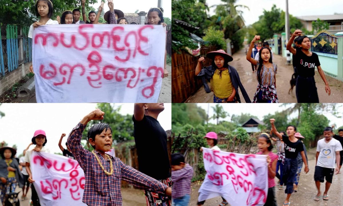 Anti-coup revolutionary strike in a village from Sagaing's Yinmabin Twp.

#2022May17Coup #WarCrimesOfJunta #WhatsHappeningInMyanmar