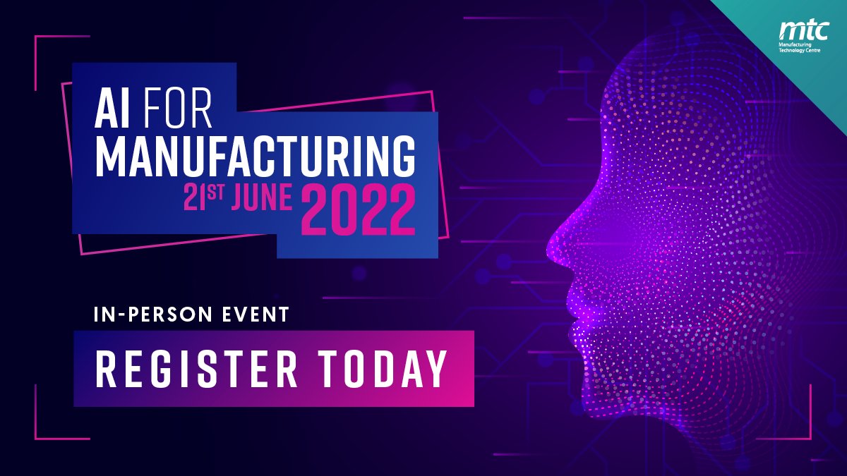 the_MTC_org's tweet photo. #AIforManufacturing is the go to event for those interested in discovering the future of #AI. Access all areas and explore the benefits of AI for #netzero by attending one of our live keynote speaker sessions.

Register today: https://t.co/KUlstEHGOO https://t.co/rOyQNpSi4j