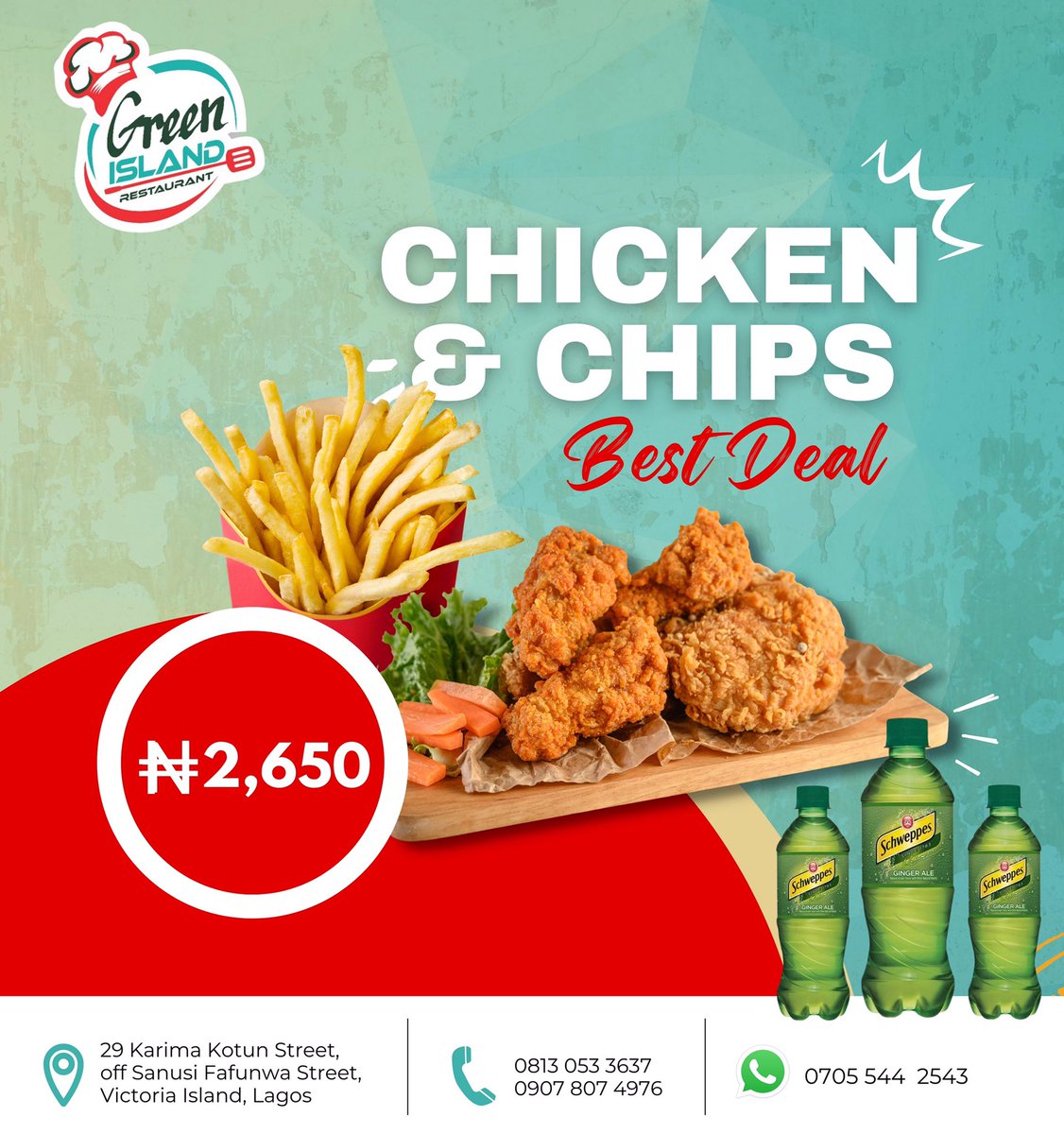 greenislandng's tweet photo. Fun time with some Chicken and Chips accompanied with any of your favorite soft drink.

The cool😎 deal!
Come and enjoy the GreenIsland experience and taste class at a reasonable budget.

For orders and delivery:
Call📞: 08130533637, 09078074976 or
WhatsApp📱: 07055442543 https://t.co/ttPkBhPxUI