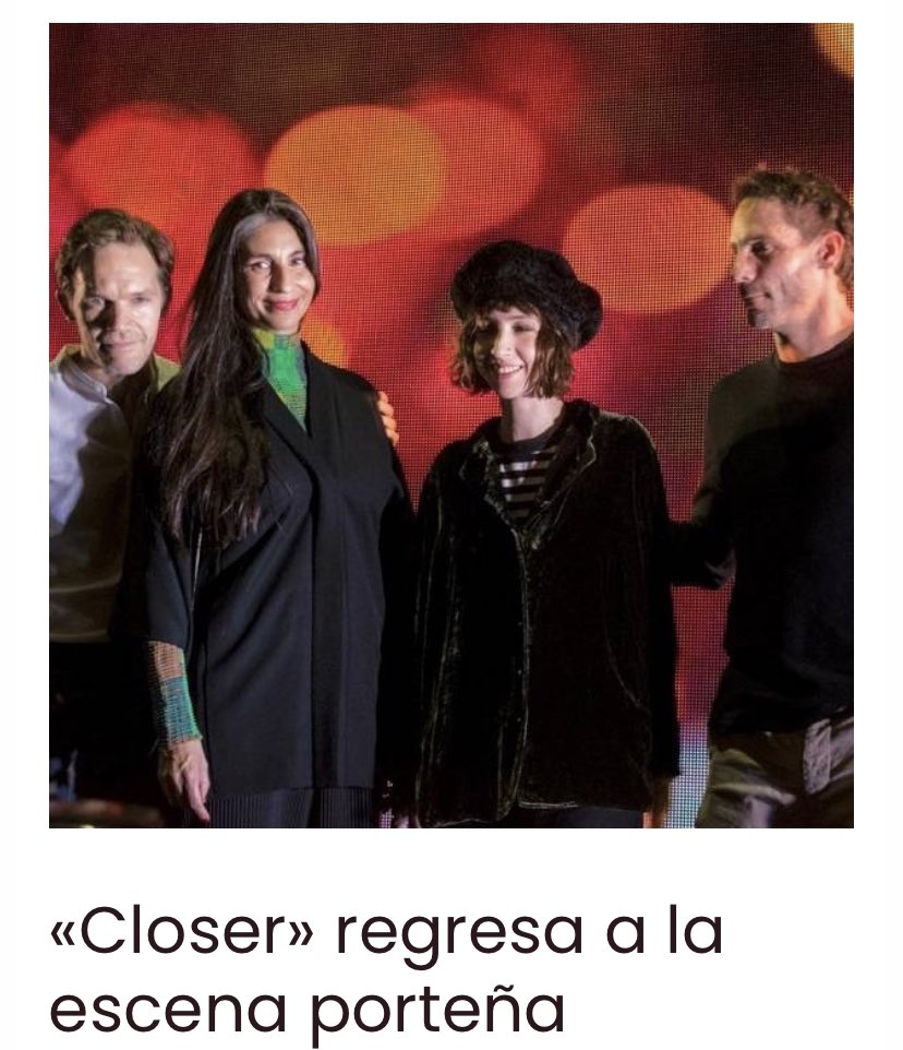 #EspectaculosECD por <a href="/Madame_Ga/">Ga.</a> y <a href="/VanePreli/">La Preli ♈🔥</a> 🎭Se estrenó #Closer con una puesta impecable y un elenco de lujo 🎭 El amor y la búsqueda de la propia felicidad 👩‍❤️‍👨 <a href="/corinafiorillo/">Corina Fiorillo</a> <a href="/juangil_navarro/">Juan Gil Navarro</a> <a href="/la_peleritti/">Carolina Del Carmen Peleritti</a> <a href="/arieldiwanok/">ARIEL DIWAN</a> <a href="/GalaCastiglione/">sofia</a> <a href="/GonzaloVMori/">Gonzalo Valenzuela</a> elcafediario.com/closer-regresa…