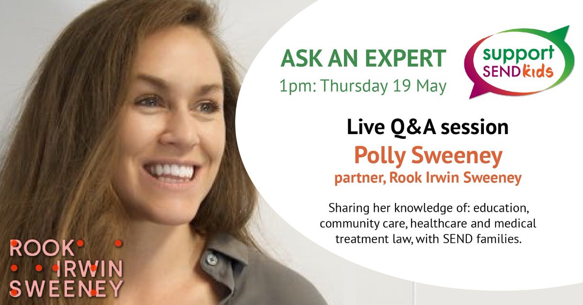 📣Ask the expert: a live Q&A with Polly Sweeney, Partner at @ris_law. Join us on Thursday and share your questions with our #SEND community. Polly will be online to share her legal expertise & guide you through this part of your #EHCP journey. 🔗lnkd.in/d-ptGsxj