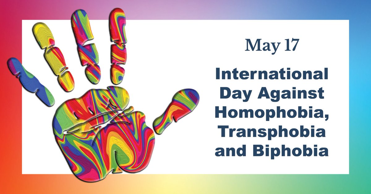 May 17 is the International Day Against Homophobia, Transphobia and Biphobia. On this date, we celebrate sexual and gender diversities and denounce discrimination and violence experienced by LGBTQ+ people. 

tinyurl.com/2p8mp4fs