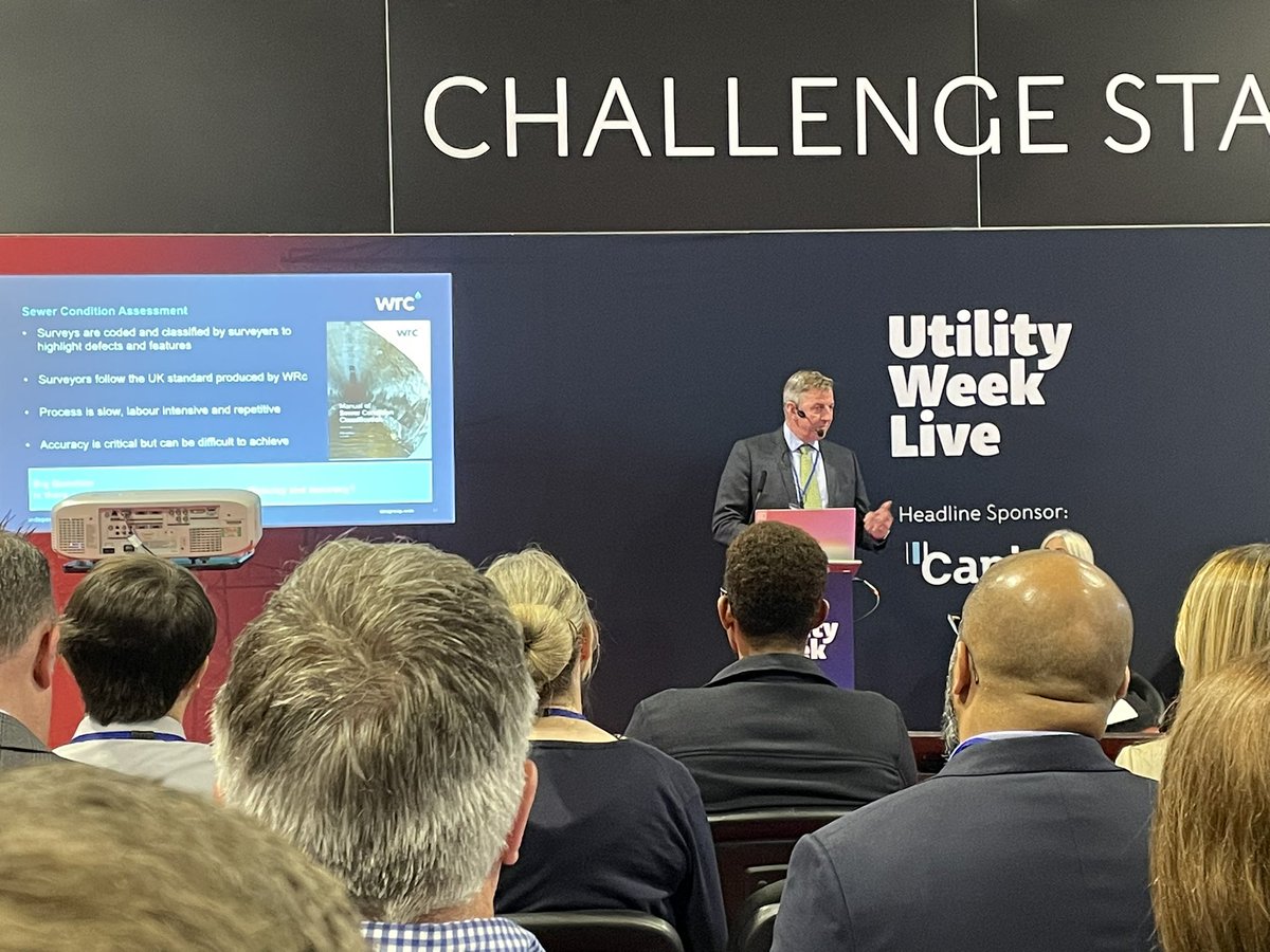 simonayley's tweet photo. Great presentation happening now from @WRcGroup @WRc_PeterHenley at the brilliant @UtilityWeekLive today! Sharing innovation in sewer defect recognition. https://t.co/OjwpSYiZB1