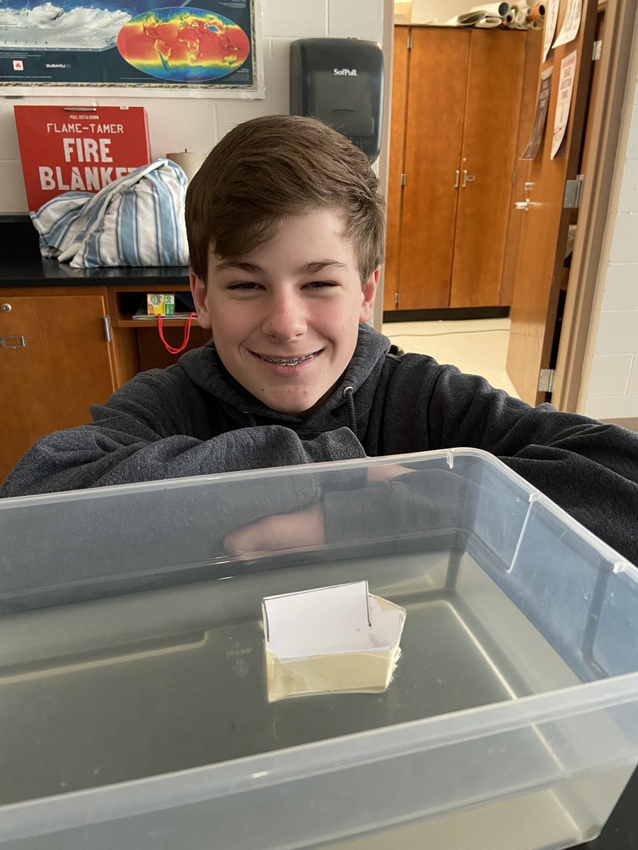 HINeSMnSTEM's tweet photo. Connor’s model 🛶 from dimensioned drawing ➡️ net ➡️ scale model! Demonstrating how Math 🧡 Science! #CFChooseCourage #CFEVS @cfmsregatta https://t.co/XcFzqc6wqN