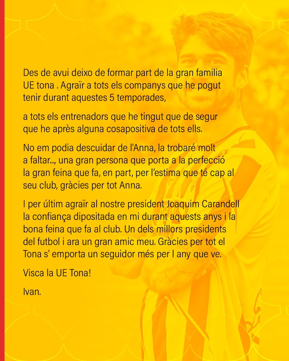 ivan_givan439's tweet photo. Gràcies i molta sort @FundacioUETona 
Visca la UE Tona 💛♥️ https://t.co/RYbZXe2tlJ